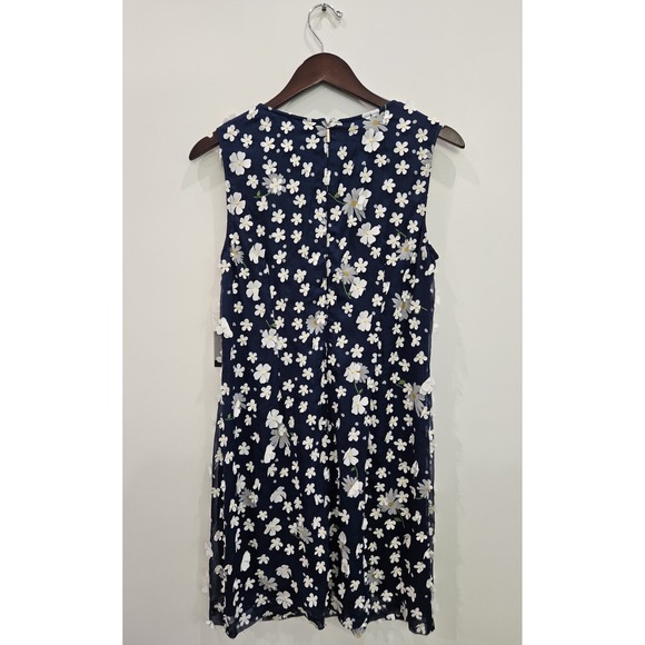 Karl Lagerfeld Paris Navy Floral 3D Flower Sleeveless Shift Dress NWT Sz 10 - Picture 3 of 6